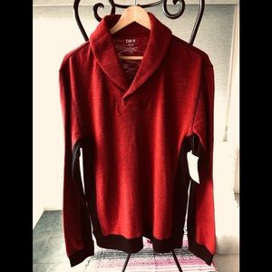 NWT😎Bar lll Mens V-neck Red with Black Collared Sweater